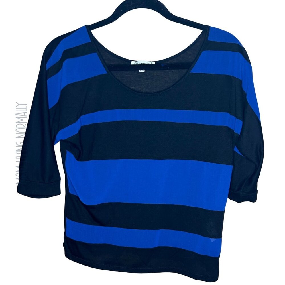 Lucca Couture XS Blue & Black Stripes Shirt